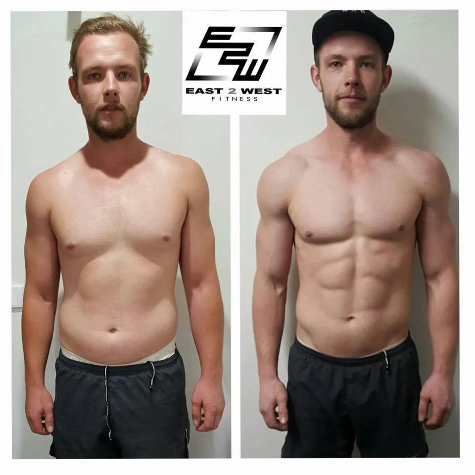 Client before and after transformation 2 at East 2 West Fitness