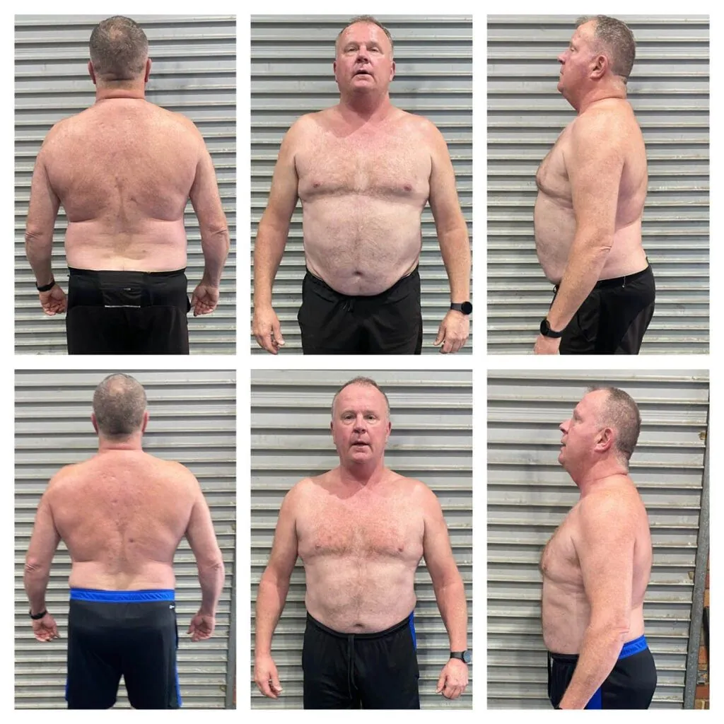 Client before and after transformation 6 at East 2 West Fitness