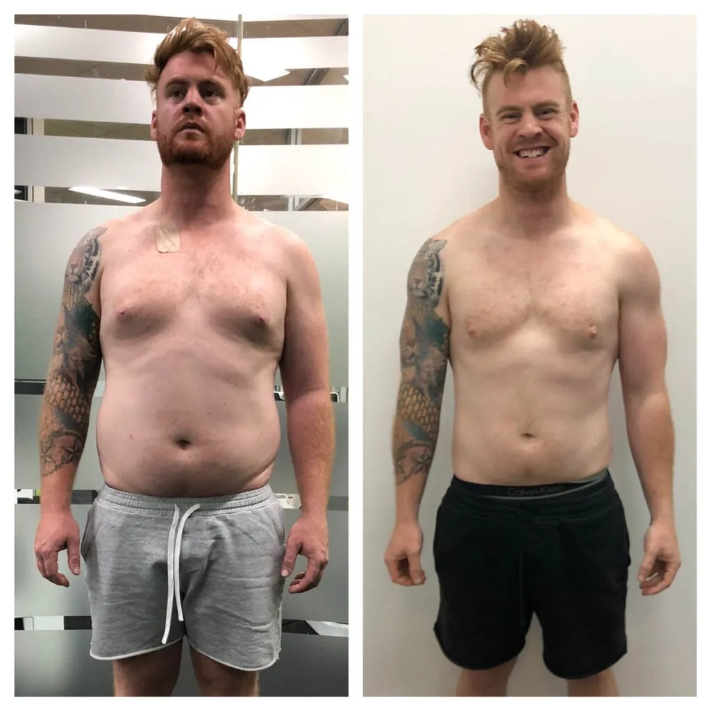 Client before and after transformation 10 at East 2 West Fitness