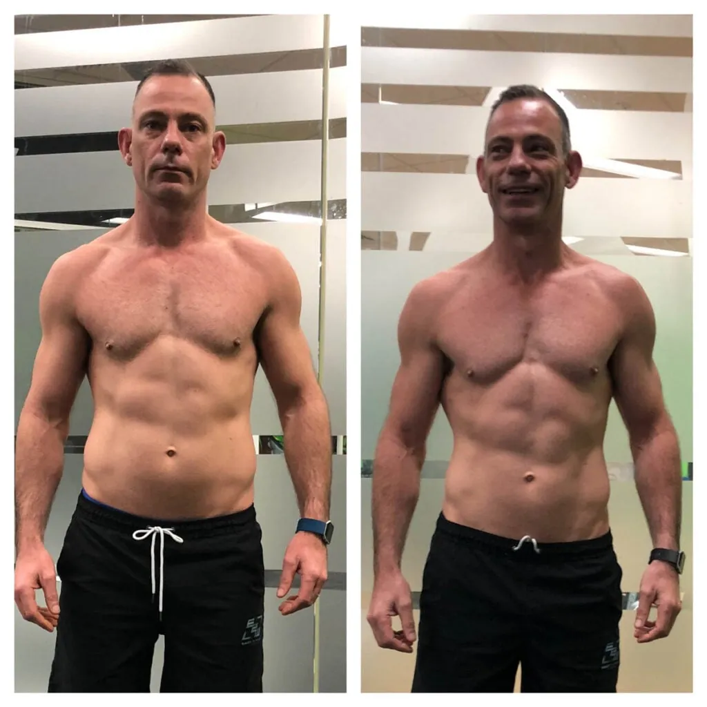 Client before and after transformation 12 at East 2 West Fitness