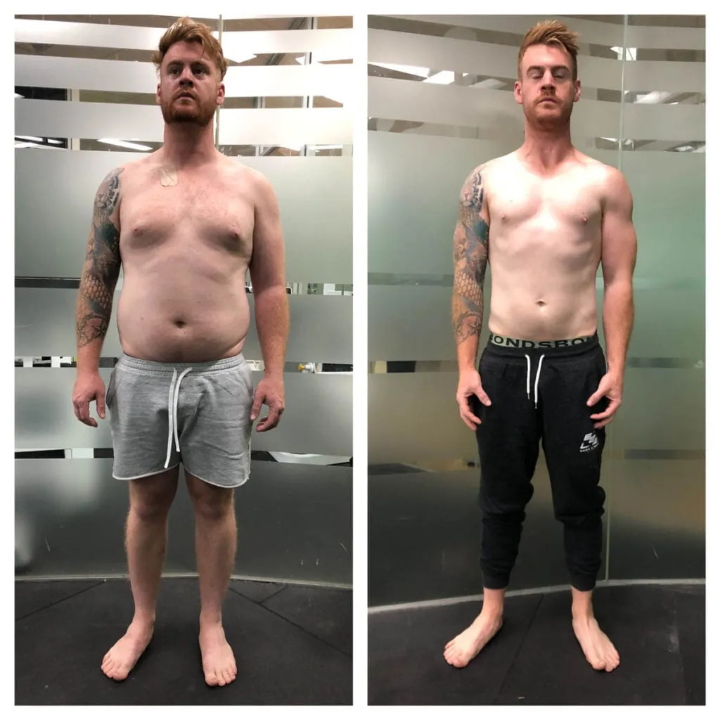 Client before and after transformation 15 at East 2 West Fitness