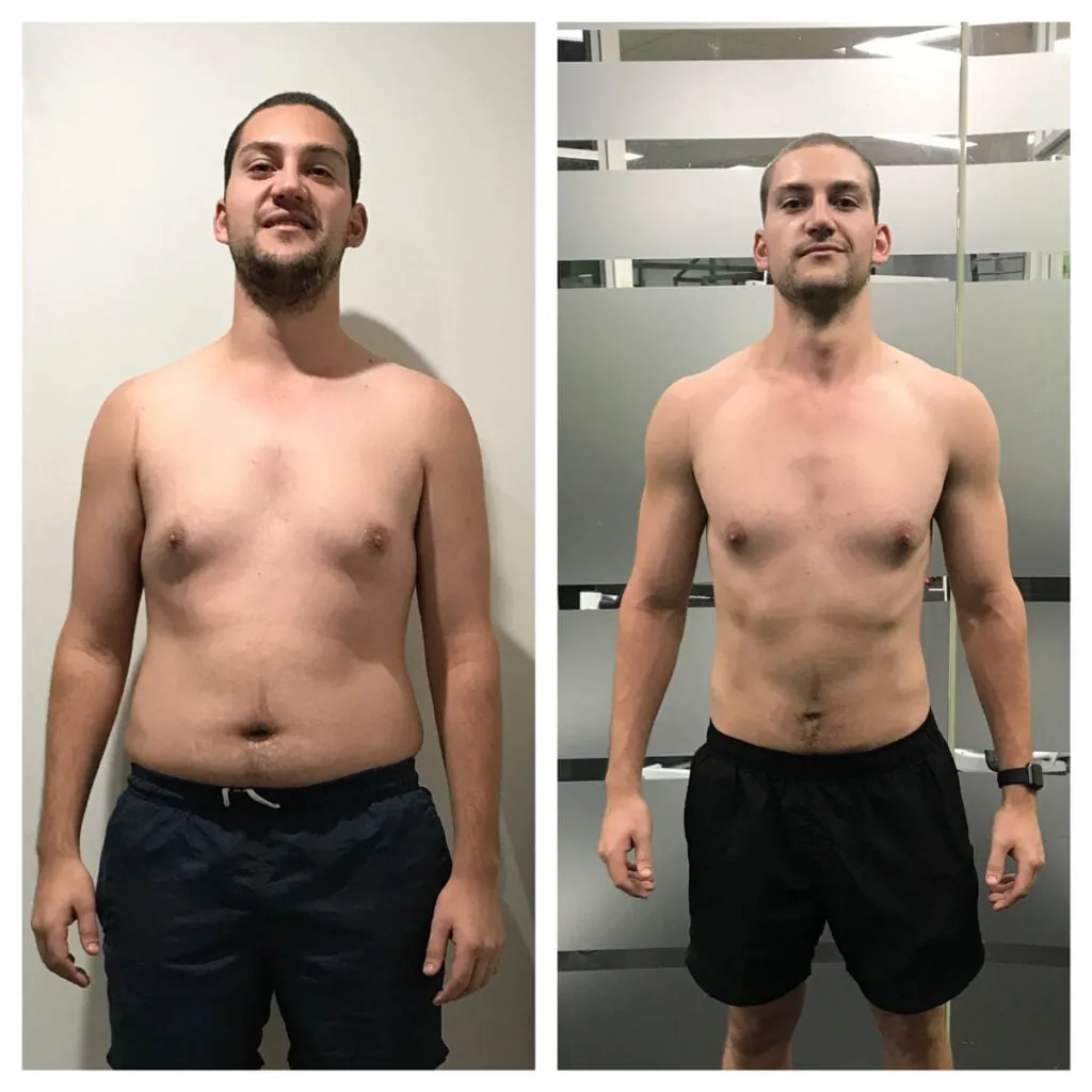 Client before and after transformation 20 at East 2 West Fitness