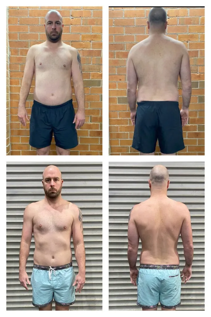 Client before and after transformation 21 at East 2 West Fitness