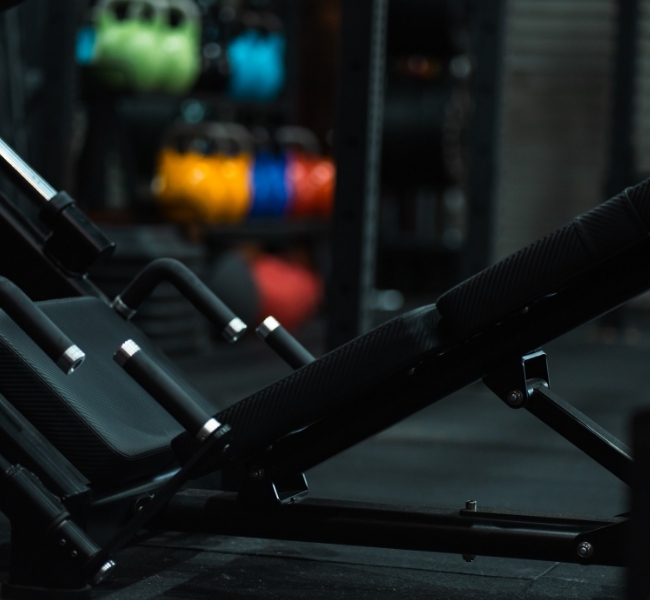 Gym equipment for workouts.