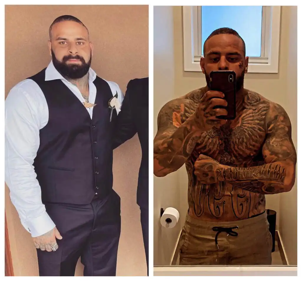 Man's transformation before and after
