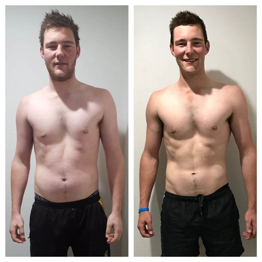 Man's fitness transformation before after