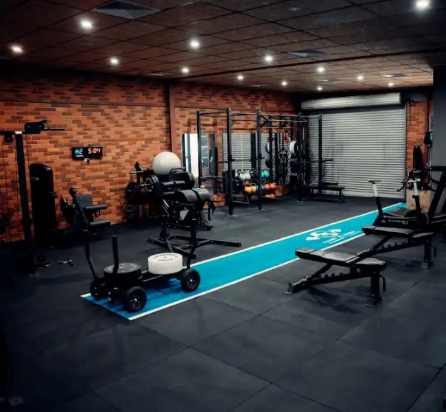 Gym fitness equipment workout area